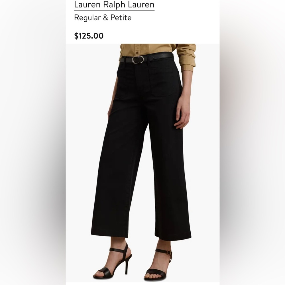 LAUREN RALPH LAUREN Black Cotton Cropped Straight Leg Pants